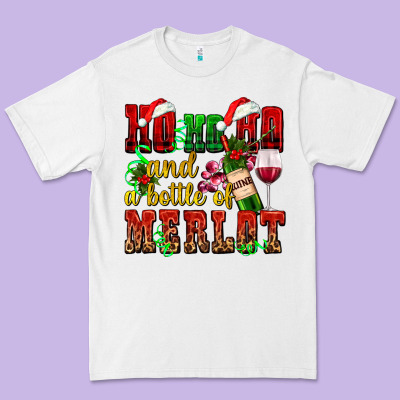 Ho Ho Ho And A Bottle Of Merlot Premium Tee Designed By Adodesignshop