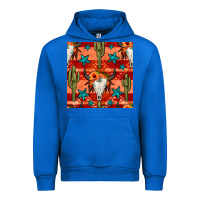 Cobalt bull skull cactus seamless pattern Urban Hoodie - BundleAndBundleShop