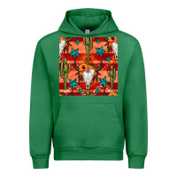 Emerald bull skull cactus seamless pattern Urban Hoodie - BundleAndBundleShop