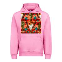 Fuchsia Pink bull skull cactus seamless pattern Urban Hoodie - BundleAndBundleShop