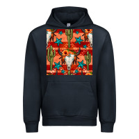 Navy bull skull cactus seamless pattern Urban Hoodie - BundleAndBundleShop