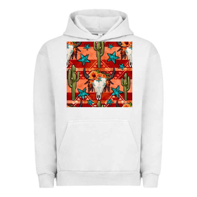 Bull Skull Cactus Seamless Pattern Urban Hoodie by BundleAndBundleShop | Teevron