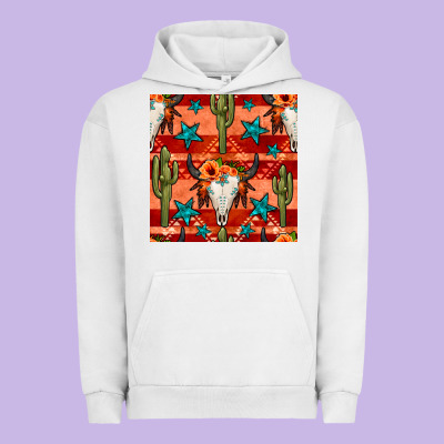 Bull Skull Cactus Seamless Pattern Urban Hoodie Designed By Bundleandbundleshop