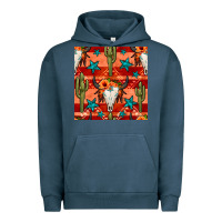 Pigment Midnight Navy bull skull cactus seamless pattern Urban Hoodie - BundleAndBundleShop