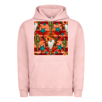 Pigment Salmon bull skull cactus seamless pattern Urban Hoodie - BundleAndBundleShop