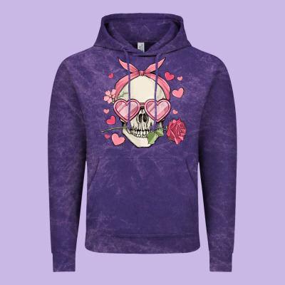 Valentine's Day Skull Vintage Hoodie Designed By Maliassmallbusiness