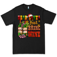 Black dear santa just bring wine Premium Tee - AdoDesignShop