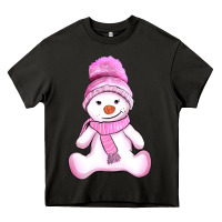 Asphalt winter pink snowman and hat Heavy Core Tee - AdoDesignShop