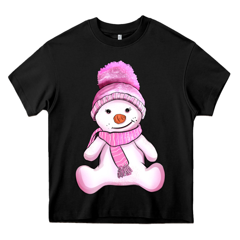Winter Pink Snowman And Hat Heavy Core Tee by AdoDesignShop | Teevron