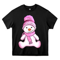 Black winter pink snowman and hat Heavy Core Tee - AdoDesignShop