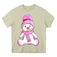Mossy winter pink snowman and hat Heavy Core Tee - AdoDesignShop