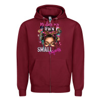 Burgundy minding my own small business messy bun Zipper Hoodie - texasbilliewilder