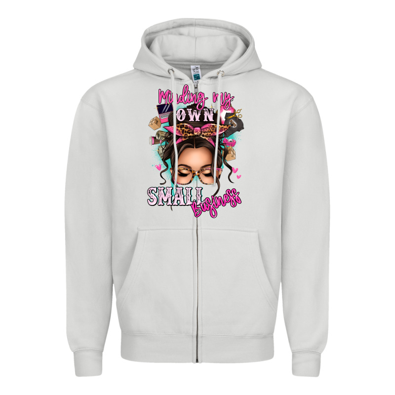 Minding My Own Small Business Messy Bun Zipper Hoodie by texasbilliewilder | Teevron