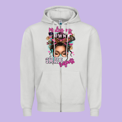 Minding My Own Small Business Messy Bun Zipper Hoodie Designed By Texasbilliewilder