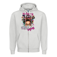 Dove Grey minding my own small business messy bun Zipper Hoodie - texasbilliewilder