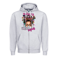 Heather Grey minding my own small business messy bun Zipper Hoodie - texasbilliewilder