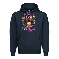 Navy minding my own small business messy bun Zipper Hoodie - texasbilliewilder