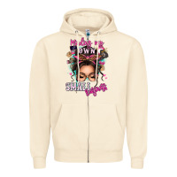 Sandshell minding my own small business messy bun Zipper Hoodie - texasbilliewilder
