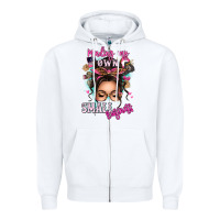White minding my own small business messy bun Zipper Hoodie - texasbilliewilder