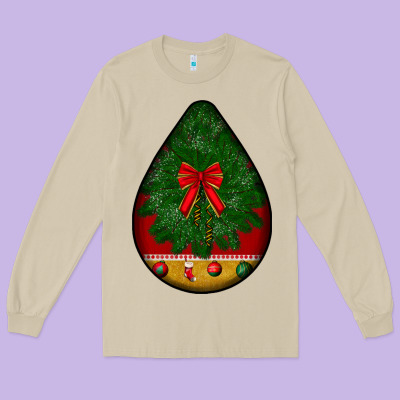 Christmas Teardrop Long Sleeve Tee Designed By Bundleandbundleshop
