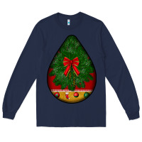 Navy christmas teardrop Long Sleeve Tee - BundleAndBundleShop