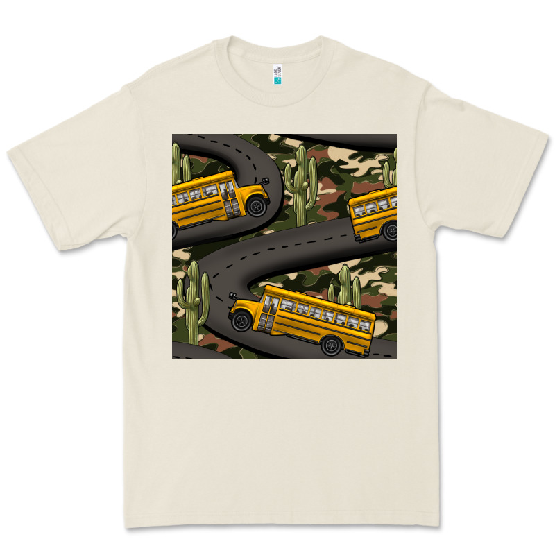 Cactus Camouflage School Bus Seamless Pattern Premium Tee by BundleAndBundleShop | Teevron