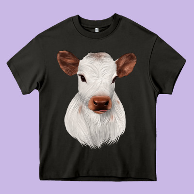 White Cute Calf Heavy Core Tee Designed By Jahusdesignshop
