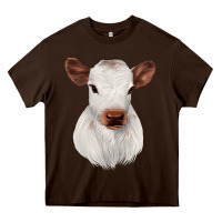 Chocolate Brown White Cute Calf Heavy Core Tee - JahusDesignShop