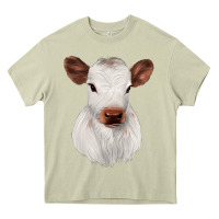 Mossy White Cute Calf Heavy Core Tee - JahusDesignShop