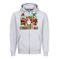 Heather Grey merry christmas gnome truck Zipper Hoodie - texasbilliewilder