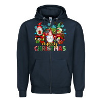 Navy merry christmas gnome truck Zipper Hoodie - texasbilliewilder