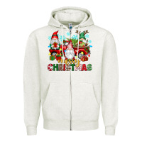 Oatmeal Heather merry christmas gnome truck Zipper Hoodie - texasbilliewilder