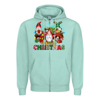Seafoam merry christmas gnome truck Zipper Hoodie - texasbilliewilder