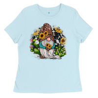 Baby Blue gnomes sunflower cactus Ladies Tee - JahusDesignShop