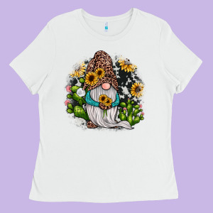 Gnomes Sunflower Cactus Ladies Tee Designed By Jahusdesignshop