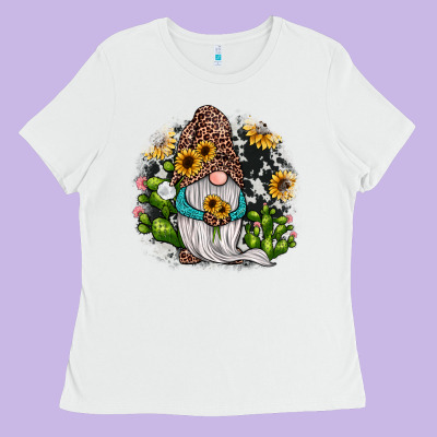 Gnomes Sunflower Cactus Ladies Tee Designed By Jahusdesignshop
