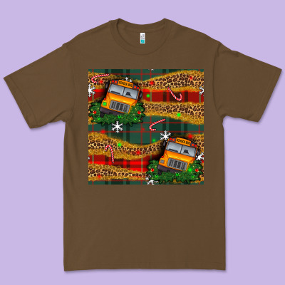 Christmas School Bus Seamless Pattern Premium Tee Designed By Bundleandbundleshop