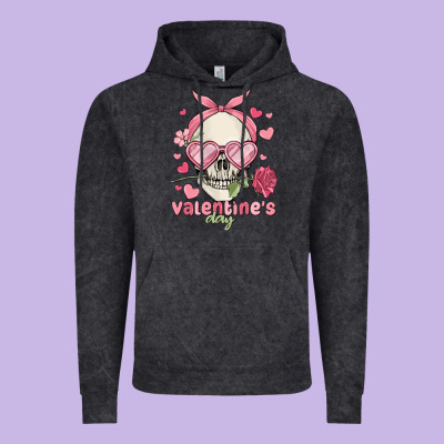 Valentine's Day Skull Vintage Hoodie Designed By Maliassmallbusiness