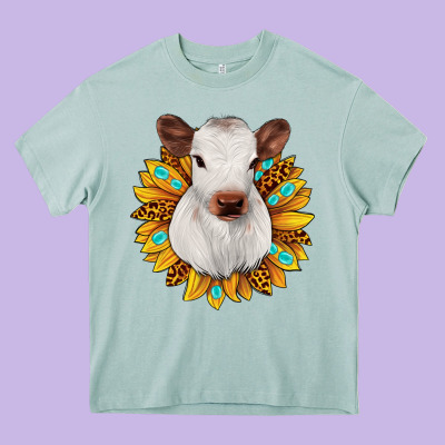 Sunflower Heifer Heavy Core Tee Designed By Jahusdesignshop