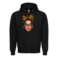 Black caucasian leopard messy bun Zipper Hoodie - texasbilliewilder