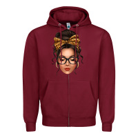 Burgundy caucasian leopard messy bun Zipper Hoodie - texasbilliewilder