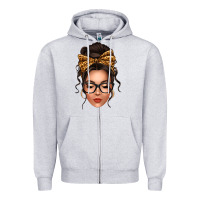 Heather Grey caucasian leopard messy bun Zipper Hoodie - texasbilliewilder