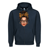 Navy caucasian leopard messy bun Zipper Hoodie - texasbilliewilder