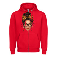 Red caucasian leopard messy bun Zipper Hoodie - texasbilliewilder