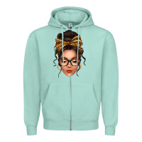 Seafoam caucasian leopard messy bun Zipper Hoodie - texasbilliewilder