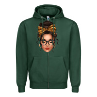 Sports Green caucasian leopard messy bun Zipper Hoodie - texasbilliewilder