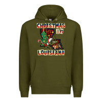Army Green christmas in louisiana Premium Hoodie - CowGirlArtShop