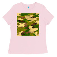 Bubblegum Pink camouflage seamless pattern Ladies Tee - BundleAndBundleShop