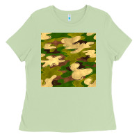 Matcha camouflage seamless pattern Ladies Tee - BundleAndBundleShop