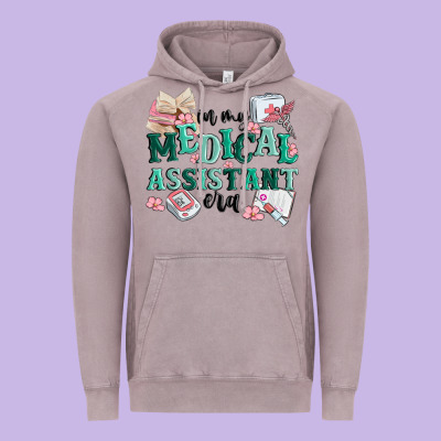 In My Medical Assistant Era Vintage Hoodie Designed By Maliassmallbusiness
